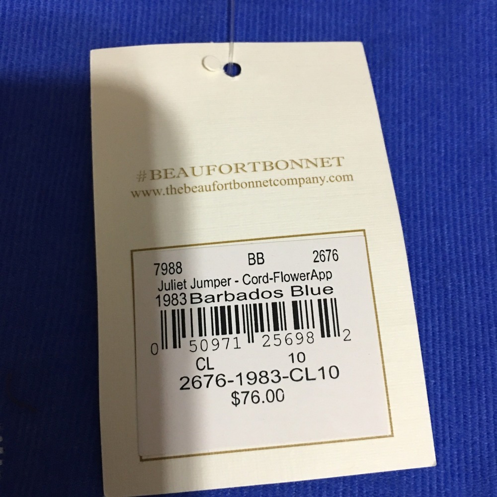 The Beaufort Bonnet Company Juliet Jumper Dress Girls 10 Blue Flower NWT $76 - Picture 2 of 9